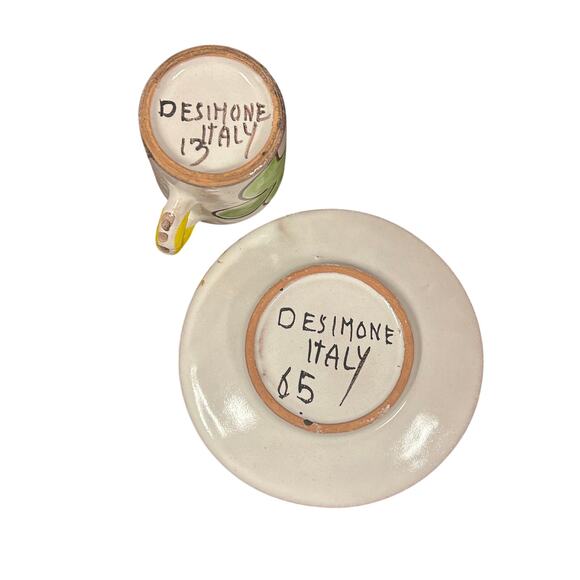 Desimone Italy 13 Signed Vintage Hand Painted Bird Art Pottery Cup and Saucer - Picture 6 of 7